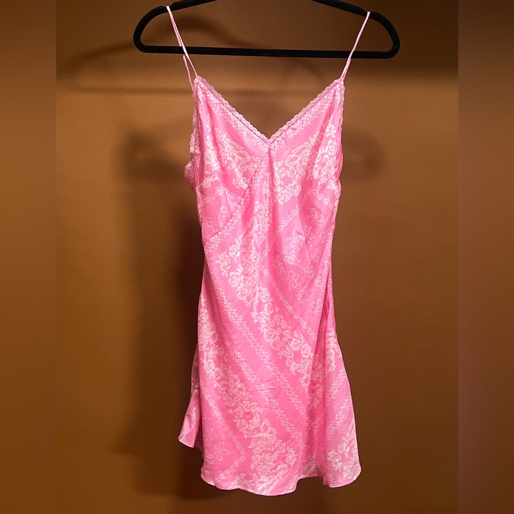LoveShackFancy Raja Pink Floral Lace slip dress